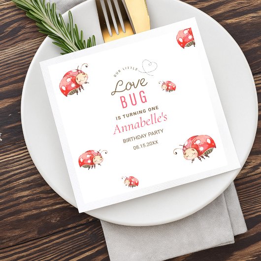 Little Love Bug Verjaardagsfeestje Servetten