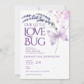 Little Love Bug Vlinder Lavendel Baby shower Kaart (Voorkant)