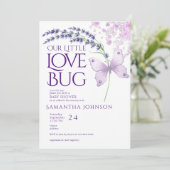 Little Love Bug Vlinder Lavendel Baby shower Kaart (Staand voorkant)