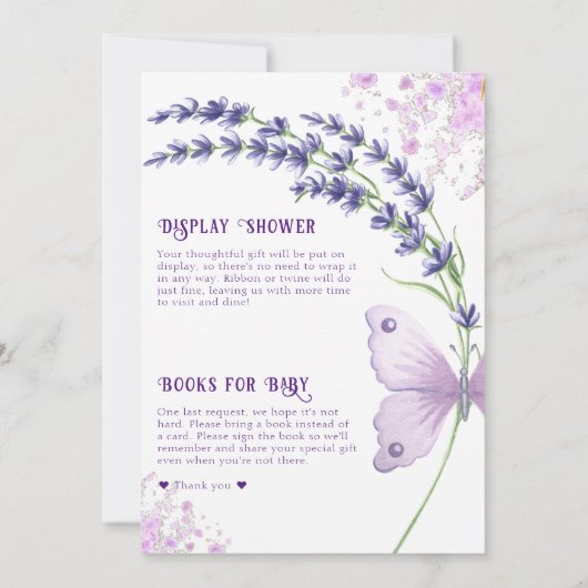 Little Love Bug Vlinder Lavendel Baby shower Kaart (Achterkant)