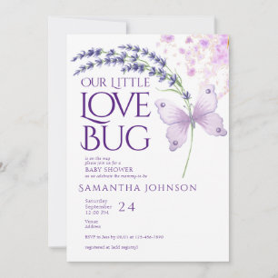 Little Love Bug Vlinder Lavendel Baby shower Kaart