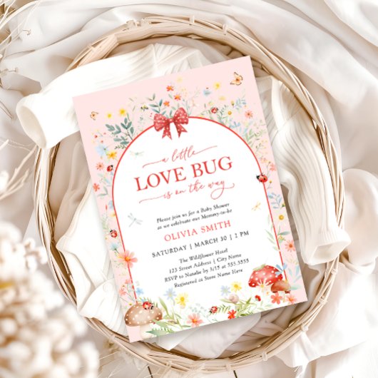 Little Love Bug Wildflower Baby shower Kaart