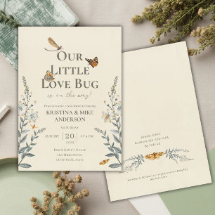Little Love Bug Wildflower Boho Vlinder Uitnodigin Kaart