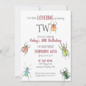 Little Love Bugs Turend Two Second Birthday Invit Kaart (Voorkant)