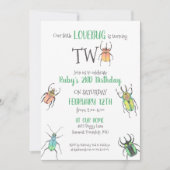 Little Love Bugs Turend Two Second Birthday Invit Kaart (Voorkant)