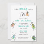 Little Love Bugs Turing Two Second Birthday Kaart (Voorkant)
