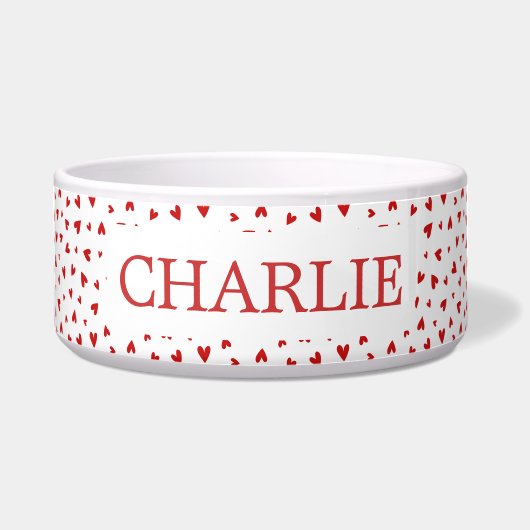 Little Love Hearts Pattern - Personalised Pet Bowl Voerbakje (Voorkant)