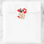 Little Love Pug Flossen Valentijn Dog Vierkante Sticker (Tas)