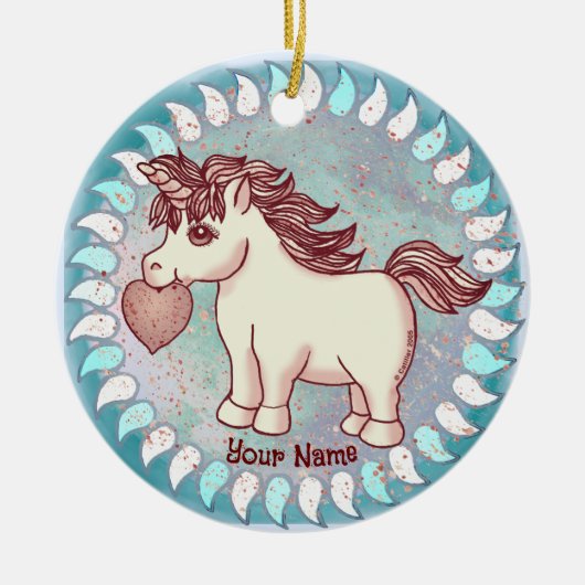 Little Love Unicorn Keramisch Ornament (Voorkant)