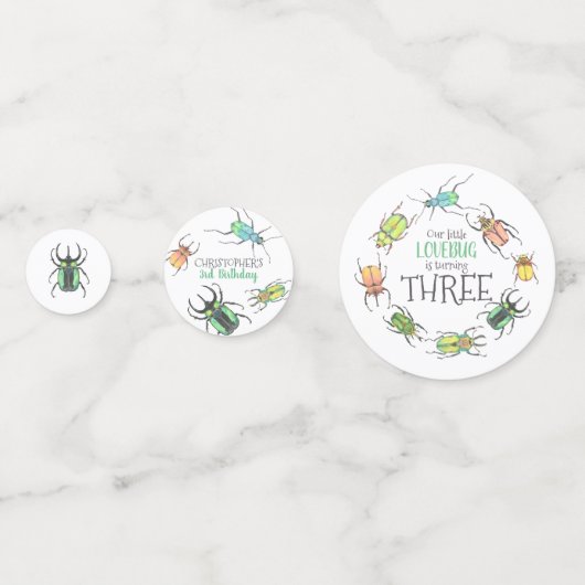 Little Lovebug Birthday Party Confetti (Voorkanten)