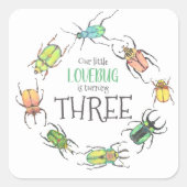 Little Lovebug Birthday Party Vierkante Sticker (Voorkant)