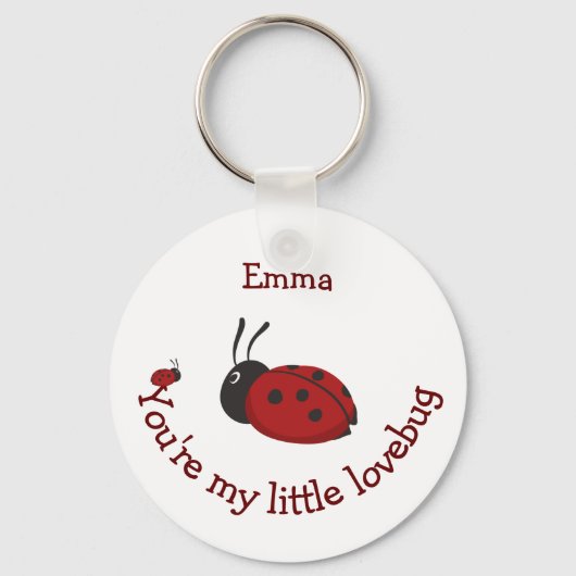 Little Lovebug Cute Ladybug Quote Custom Name Sleutelhanger (Voorkant)