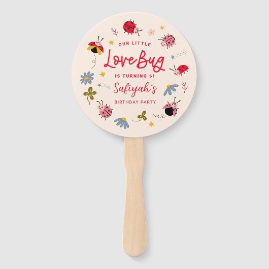 Little LoveBug Ladybug Birthday Party Photo  Handwaaier (Voorkant)