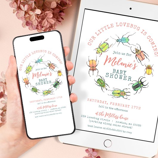 Little Lovebug Meisjes Baby shower Kaart