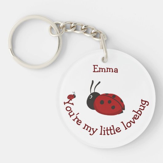 Little Lovebug Schattige Ladybug Quote Aangepaste Sleutelhanger (Voorkant)
