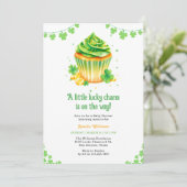 Little Lucky Charm Clover Cupcake Baby shower Kaart (Staand voorkant)
