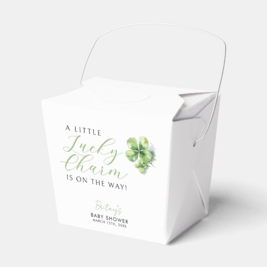 Little Lucky Charm is onderweg naar het Baby showe Bedankdoosjes (Voorkant Zijde)