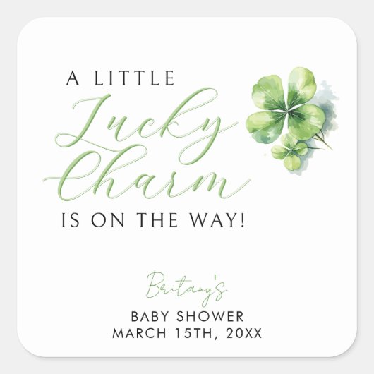 Little Lucky Charm is onderweg naar het Baby showe Vierkante Sticker (Voorkant)