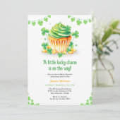 Little Lucky Charm Shamrock Cupcake Baby shower Kaart (Staand voorkant)