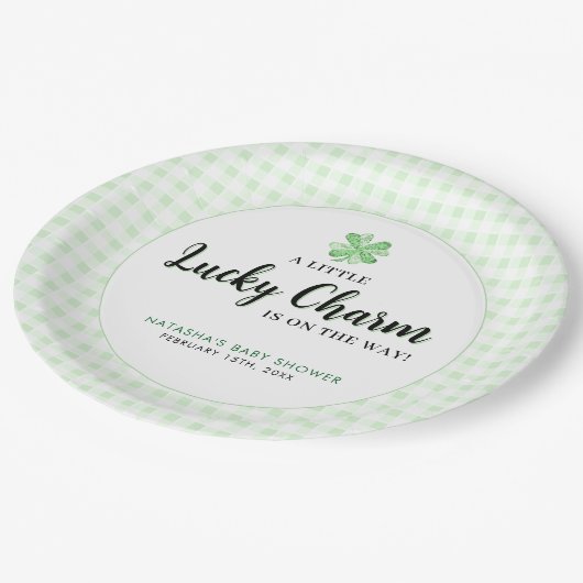 Little Lucky Charm St Patrick's Baby shower Papieren Bordje (Gekanteld)