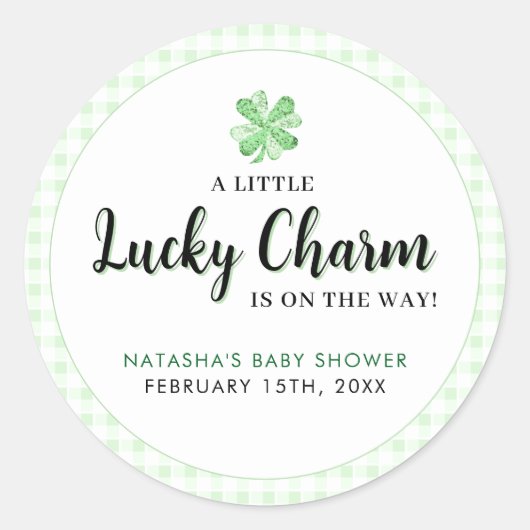 Little Lucky Charm St Patrick's Baby shower Ronde Sticker (Voorkant)