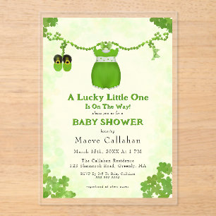 Little Lucky One Shamrock Baby Girl Outfit Acryl Uitnodigingen