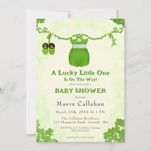 Little Lucky One Shamrock Baby Girl Outfit Kaart (Voorkant)