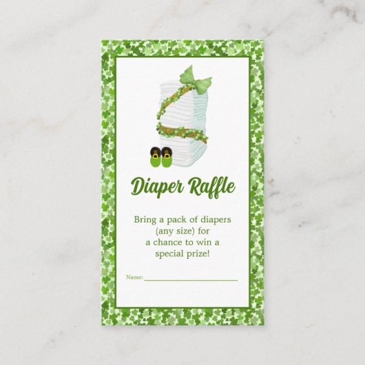 Little Lucky One Shamrock Baby Luier Raffle Informatiekaartje (Voorkant)