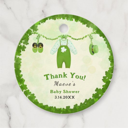 Little Lucky One Shamrock Baby Outfit Baby shower Bedankjes Labels (Voorkant)