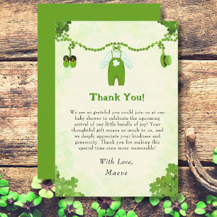 Little Lucky One Shamrock Baby Outfit Baby shower Bedankkaart