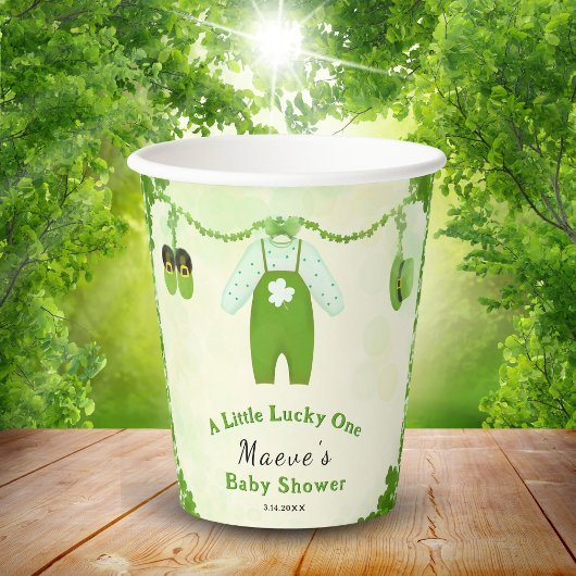 Little Lucky One Shamrock Baby Outfit Baby shower Papieren Bekers