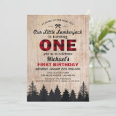 Little Lumberjack 1st Birthday Party Kaart (Staand voorkant)