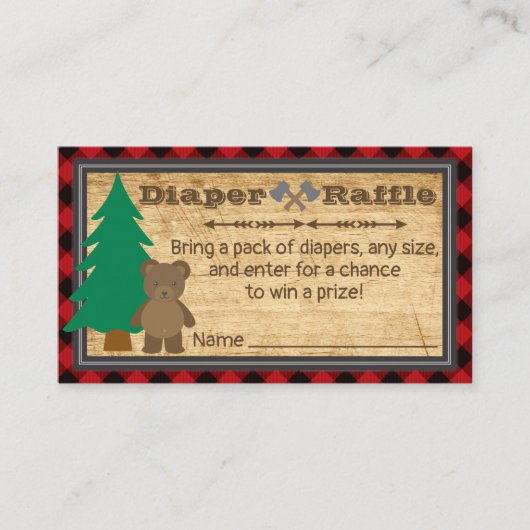 Little Lumberjack Baby shower Luier Raffle Ticket (Voorkant)