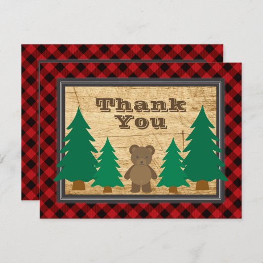Little Lumberjack Baby shower Rustic Bedankt (Voorkant / Achterkant)