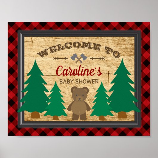 Little Lumberjack Baby shower Welcome Sign Poster (Voorkant)