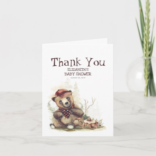 Little Lumberjack Beer Baby shower Dank u Bedankkaart (Voorkant)