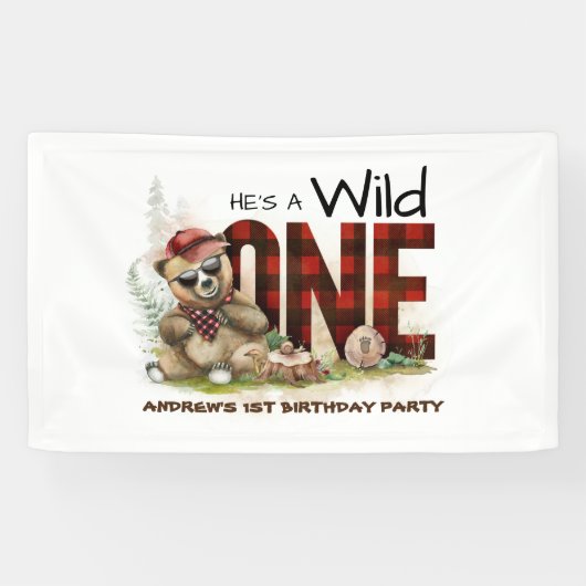 Little Lumberjack Beer Eerste Verjaardag Welkom Spandoek (Horizontaal)