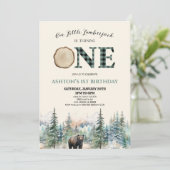 Little Lumberjack Beer Groen 1e Verjaardagsfeestje Kaart (Staand voorkant)