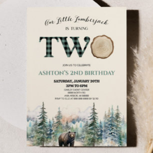 Little Lumberjack Beer Groen 2e Verjaardagsfeestje Kaart