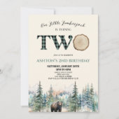 Little Lumberjack Beer Groen 2e Verjaardagsfeestje Kaart (Voorkant)