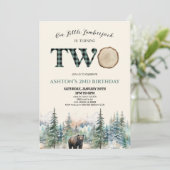 Little Lumberjack Beer Groen 2e Verjaardagsfeestje Kaart (Staand voorkant)