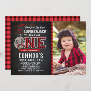 Little Lumberjack Birthday Invitation met foto Kaart
