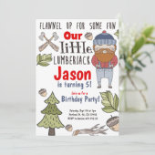 Little Lumberjack Boy Birthday Invitation Kaart (Staand voorkant)