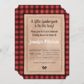 Little Lumberjack - Play Baby shower Invitation Kaart (Voorkant / Achterkant)