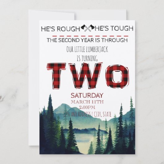Little Lumberjack Verjaardag Uitnodigen - Buffalo Kaart (Voorkant)