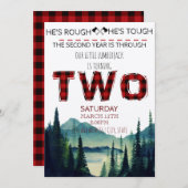 Little Lumberjack Verjaardag Uitnodigen - Buffalo Kaart (Voorkant / Achterkant)