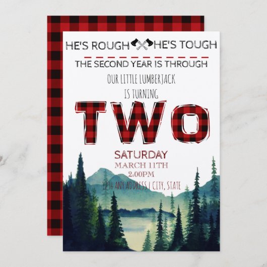 Little Lumberjack Verjaardag Uitnodigen - Buffalo  Kaart (Voorkant / Achterkant)