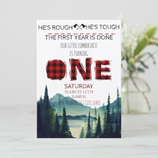Little Lumberjack Verjaardag Uitnodigen - Buffalo  Kaart (Staand voorkant)