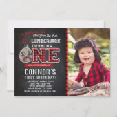 Little Lumberjack Verjaardag Uitnodiging met Foto (Voorkant)