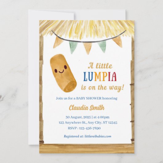Little Lumpia On The Way Filipino Baby Shower  Kaart (Voorkant)
